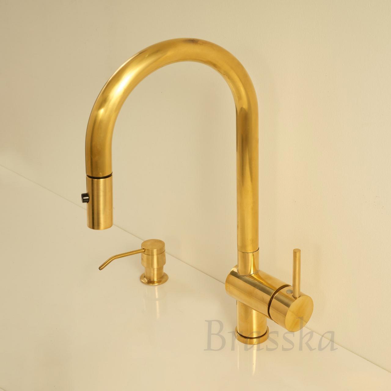 Brass Pull-Down Kitchen Faucet