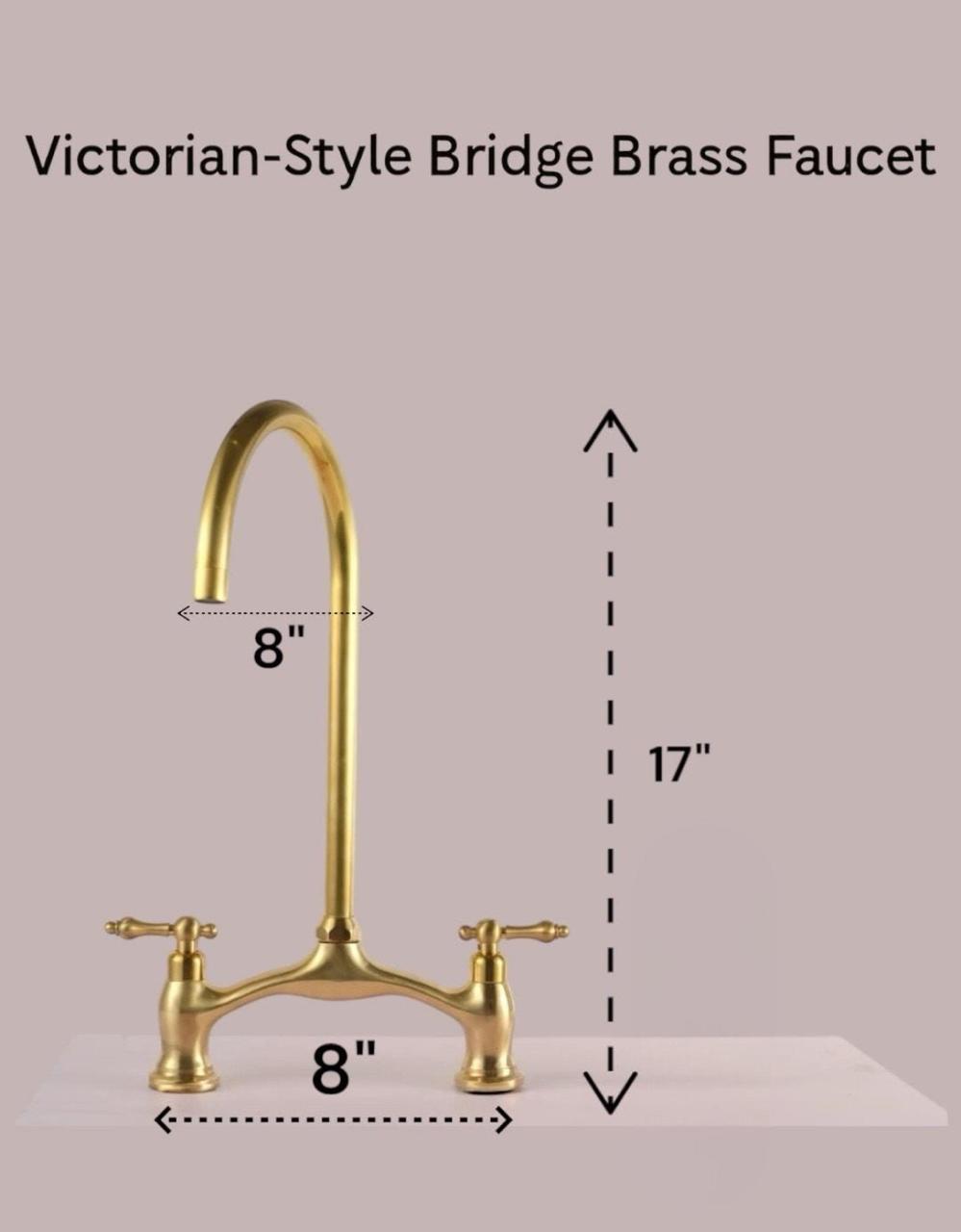 Unlacquered Brass 3-Piece Kitchen Faucet Set – Bridge Design