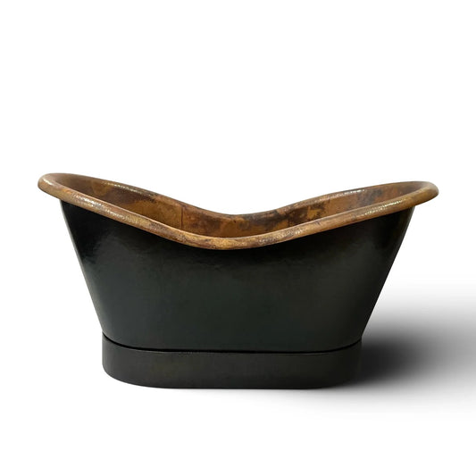 Black Copper Bathtub with Copper Patina Interior Soaking Tub