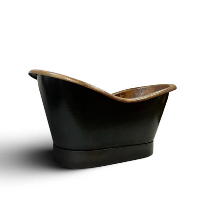 Black Copper Bathtub with Copper Patina Interior Soaking Tub