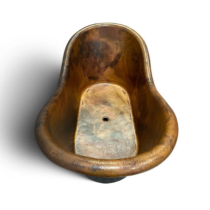 Black Copper Bathtub with Copper Patina Interior Soaking Tub