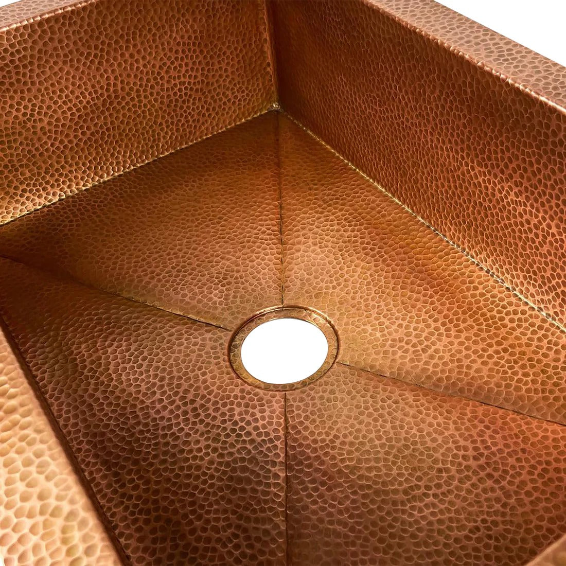 Handmade Copper Farmhouse Sink – Hammered Apron Front