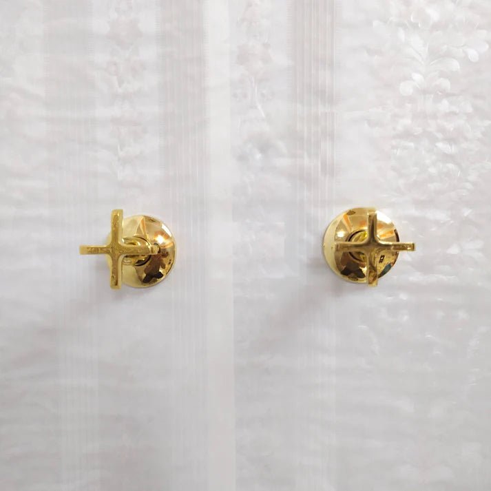 Antique Brass Shower System – Square Rain Shower Head with Dual Cross Handles - Brasska