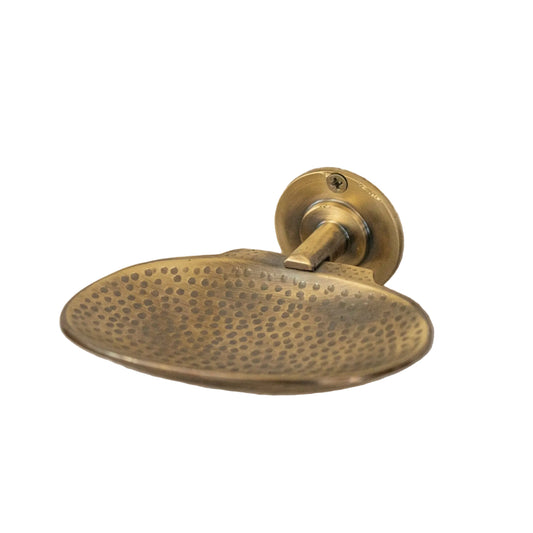 Antique Brass Wall Mounted Soap Dish – Hand-Hammered Solid Brass Holder - Brasska