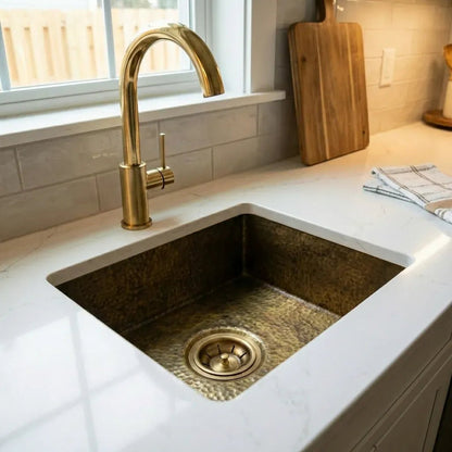 Antique Bronze Hammered Brass Undermount Sink - Rustic Brass Kitchen Sink - Brasska