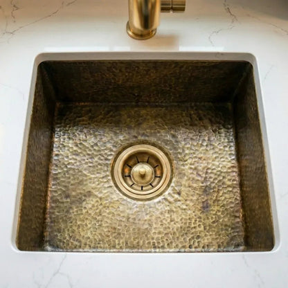 Antique Bronze Hammered Brass Undermount Sink - Rustic Brass Kitchen Sink - Brasska