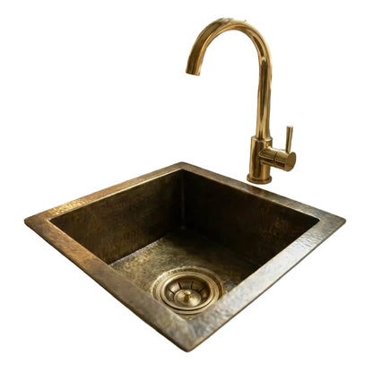 Antique Bronze Hammered Brass Undermount Sink - Rustic Brass Kitchen Sink - Brasska