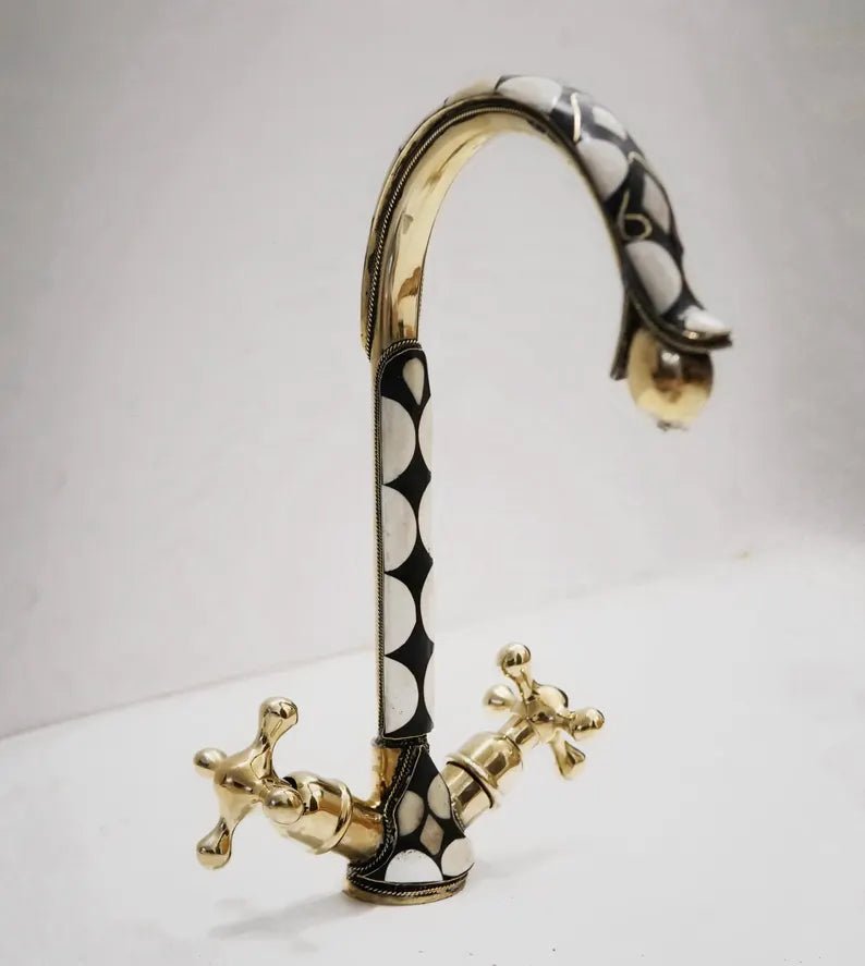 Artisan Brass Bathroom Faucet – Double Handle - Brasska