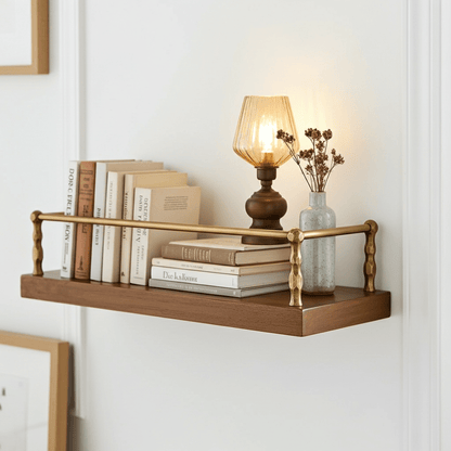 Artisanal Unlacquered Brass Gallery Rail – Solid Brass Shelf Guard for Bathroom or Kitchen - Brasska