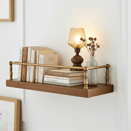 Artisanal Unlacquered Brass Gallery Rail – Solid Brass Shelf Guard for Bathroom or Kitchen - Brasska