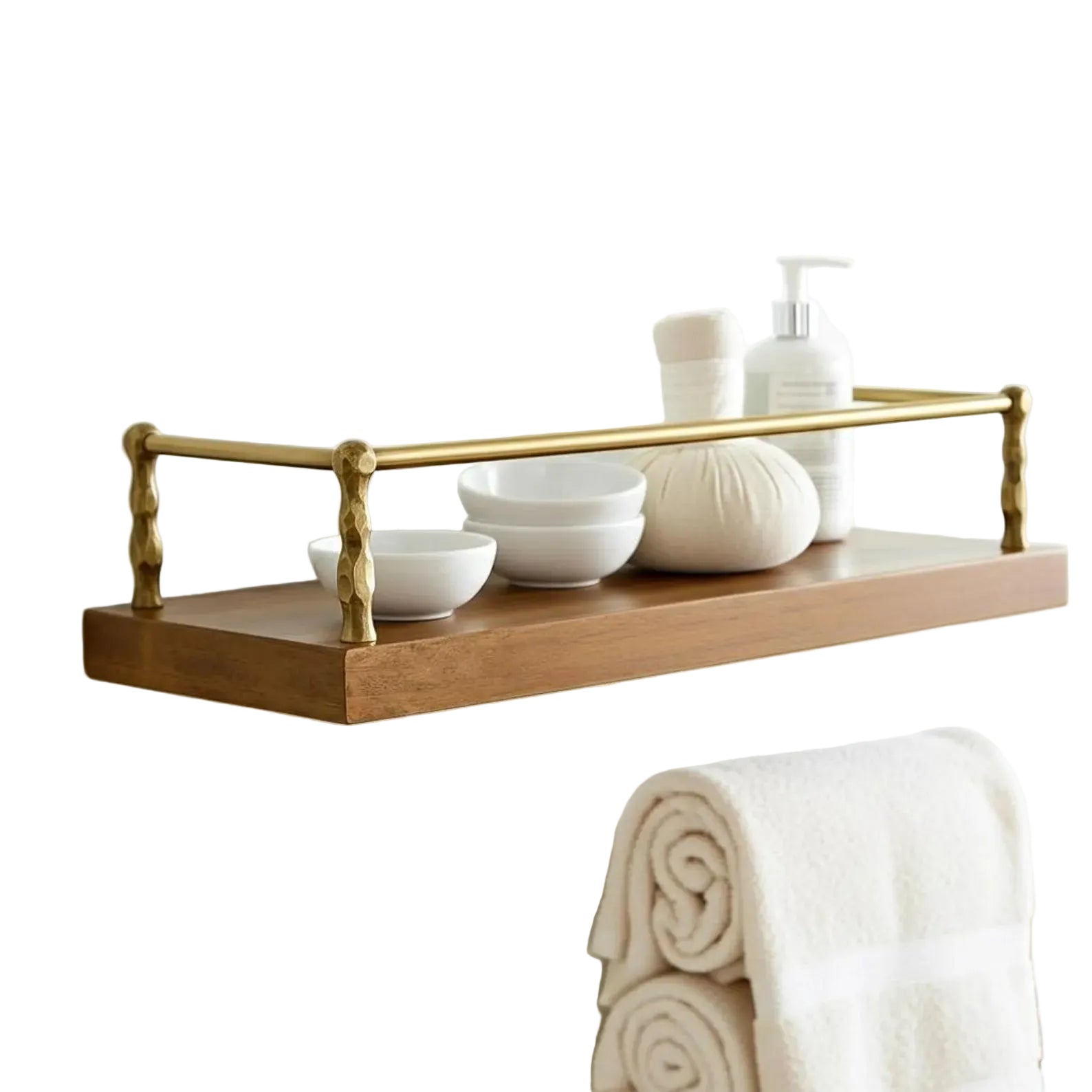 Artisanal Unlacquered Brass Gallery Rail – Solid Brass Shelf Guard for Bathroom or Kitchen - Brasska