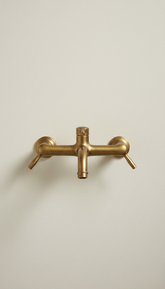 Matte Brass Wall-Mounted Bathroom Faucet