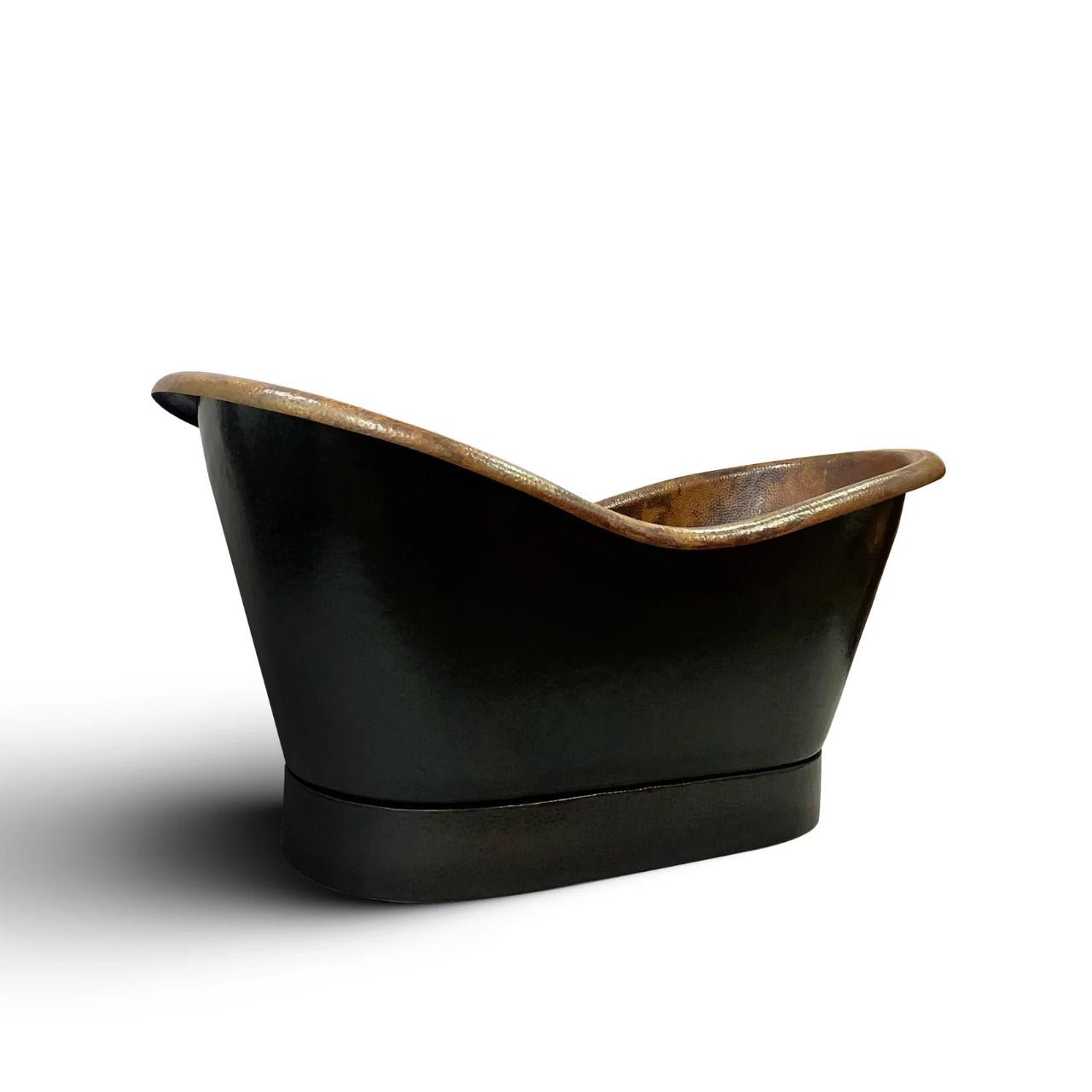 Black Copper Bathtub with Copper Patina Interior Soaking Tub - Brasska