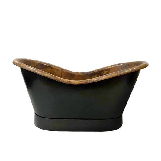 Black Copper Bathtub with Copper Patina Interior Soaking Tub - Brasska