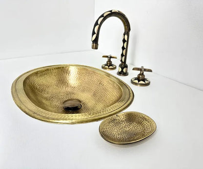 Bone Inlay Brass Deck Mount Lavatory Faucet – Double Handle - Brasska