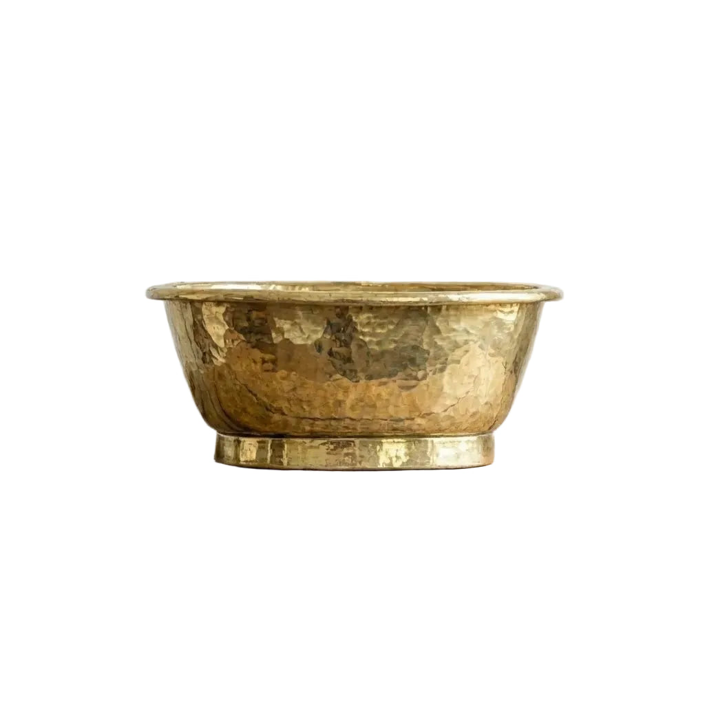 Brass Bathroom Wash Basin- Hand-Hammered Vessel Sink Tub. - Brasska