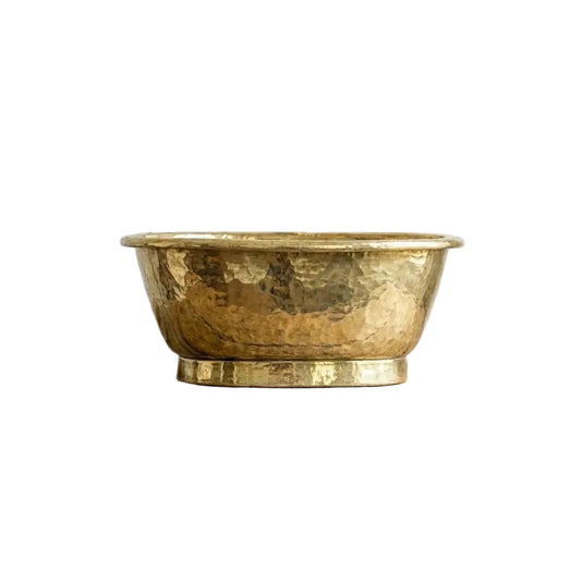 Brass Bathroom Wash Basin- Hand-Hammered Vessel Sink Tub. - Brasska