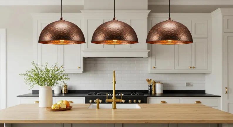 Brass & Copper Pendant Lights for Kitchen Island - Brasska