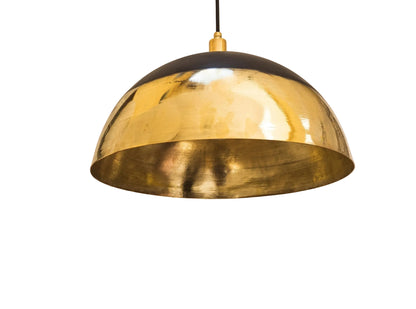 Brass Light Fixture Dome Unlacquered Brass and Black Pendant Light Island Kitchen - Brasska