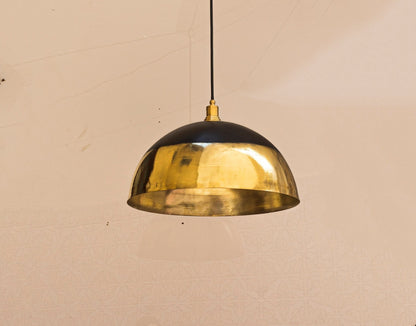 Brass Light Fixture Dome Unlacquered Brass and Black Pendant Light Island Kitchen - Brasska