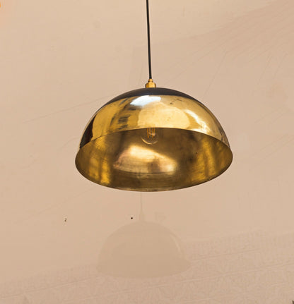Brass Light Fixture Dome Unlacquered Brass and Black Pendant Light Island Kitchen - Brasska