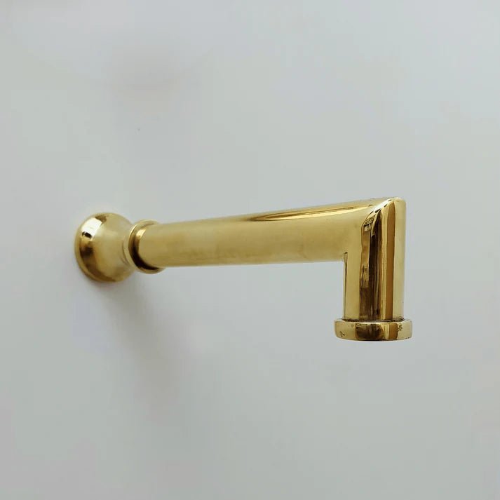 Brasska Unlacquered Brass Shower System with Tub Filler, Round Rain Shower Head, and Arcuate Arm - Brasska