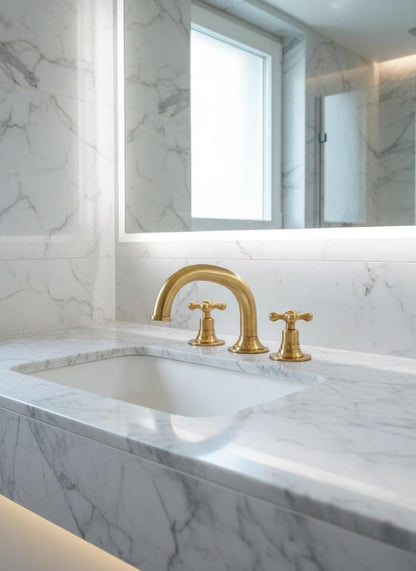 Elegant Solid Brass Widespread Bathroom Faucet with Double Cross Handles