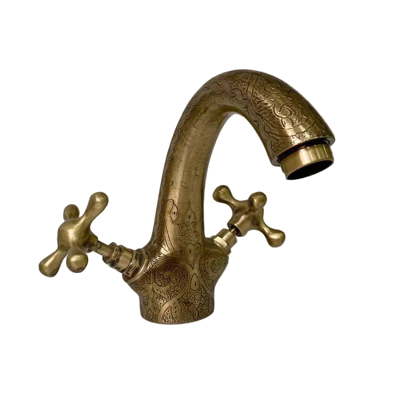 Bronze Bathroom Faucet , Single Hole Bathroom Vanity Faucet with Double Simple Cross Handles - Brasska