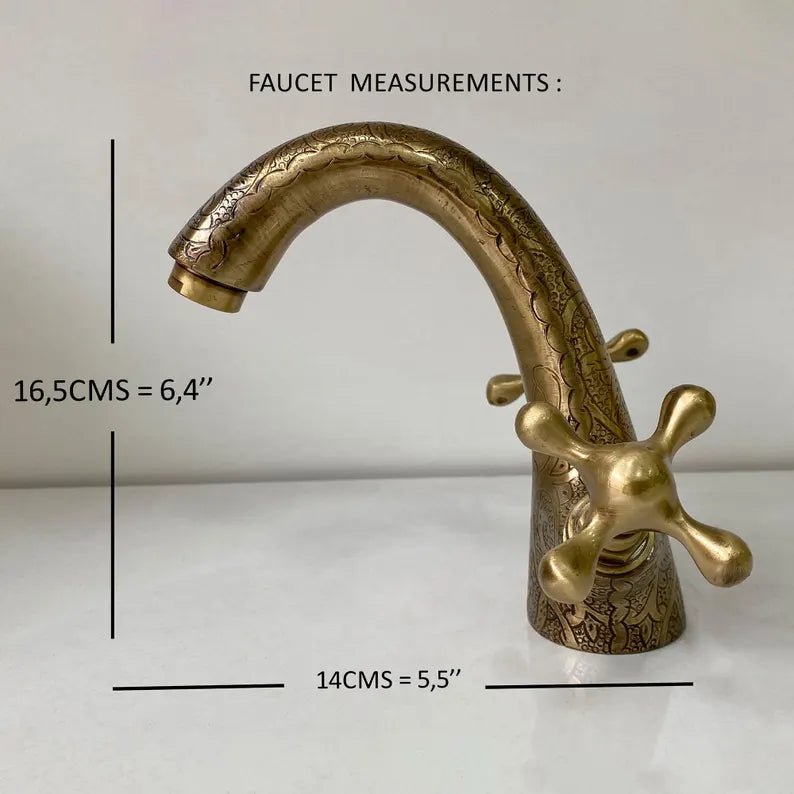 Bronze Bathroom Faucet , Single Hole Bathroom Vanity Faucet with Double Simple Cross Handles - Brasska