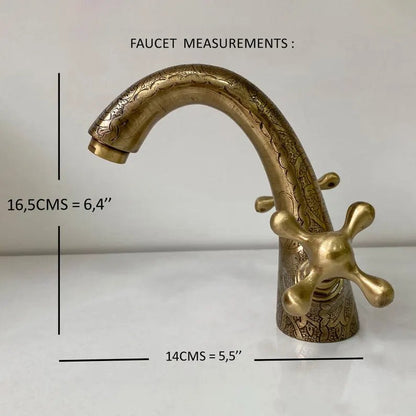 Bronze Bathroom Faucet , Single Hole Bathroom Vanity Faucet with Double Simple Cross Handles - Brasska