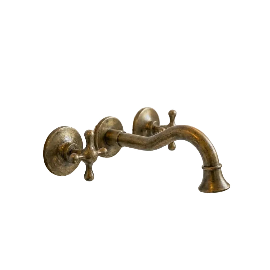 Classic European Vintage Brass Bathroom Wall Faucet - Brasska