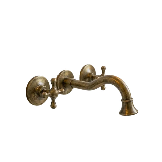 Classic European Vintage Brass Bathroom Wall Faucet - Brasska