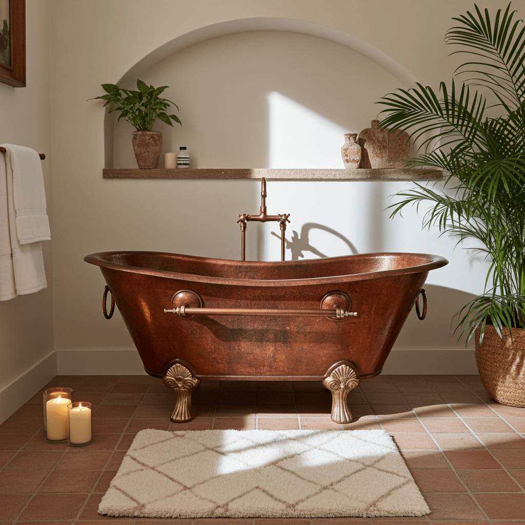 Clawfoot Copper Bathtub, Copper Soaking Tub With Patina Finish - Brasska