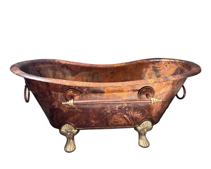 Clawfoot Copper Bathtub, Copper Soaking Tub With Patina Finish - Brasska