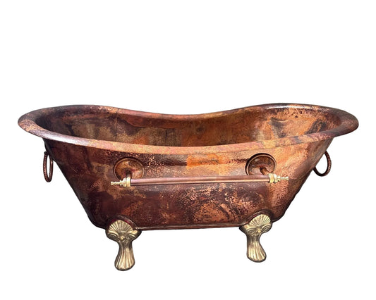 Clawfoot Copper Bathtub, Copper Soaking Tub With Patina Finish - Brasska