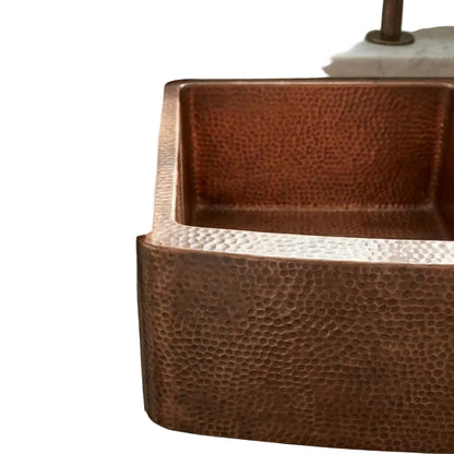 Copper Double Basin Farmhouse Sink-Sable - Brasska