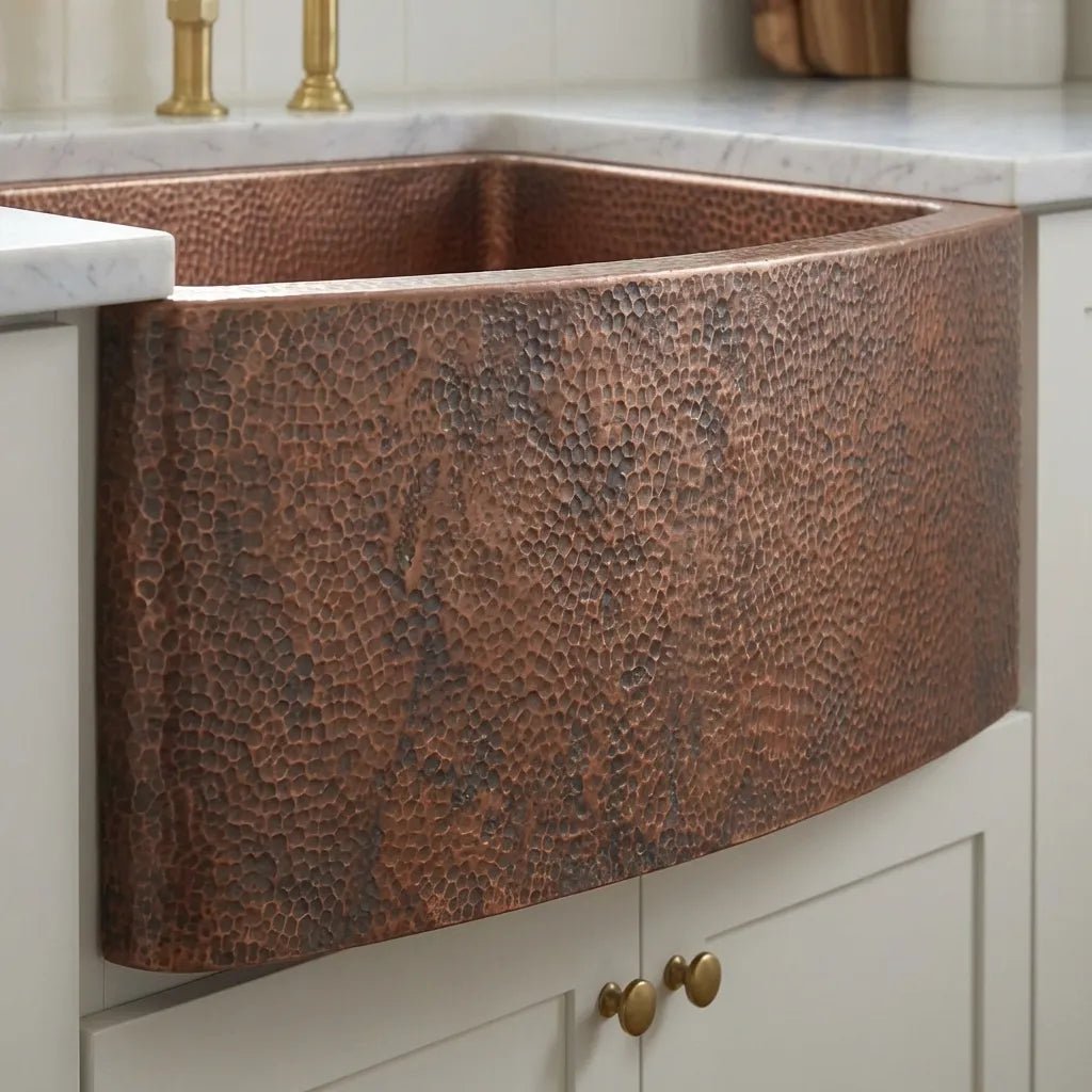 Copper Farmhouse Sink, Rounded Front Single Well-Daxa - Brasska