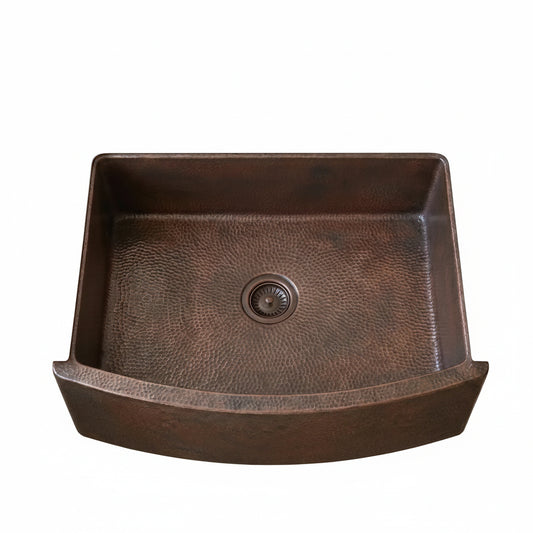 Copper Farmhouse Sink, Rounded Front Single Well-Daxa - Brasska