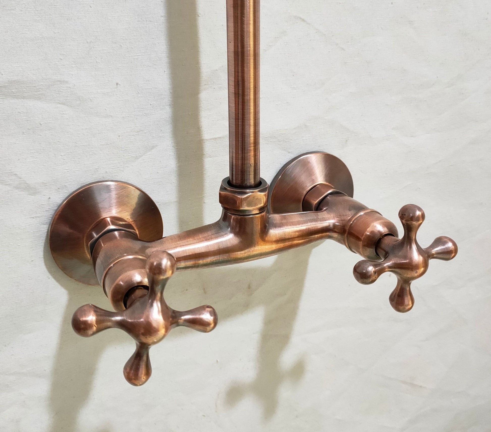 Copper Indoor and outdoor Shower System High Pressure with Round Shower Head - Brasska