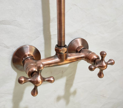 Copper Indoor and outdoor Shower System High Pressure with Round Shower Head - Brasska