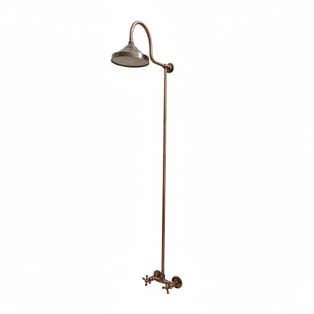 Copper Indoor and outdoor Shower System High Pressure with Round Shower Head - Brasska