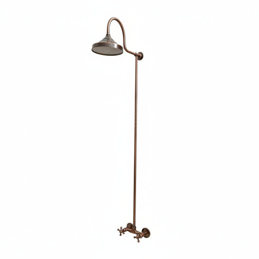 Copper Indoor and outdoor Shower System High Pressure with Round Shower Head - Brasska
