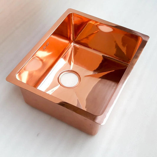 Polished Copper Single Bowl Drop-In Sink – Modern Kitchen Elegance