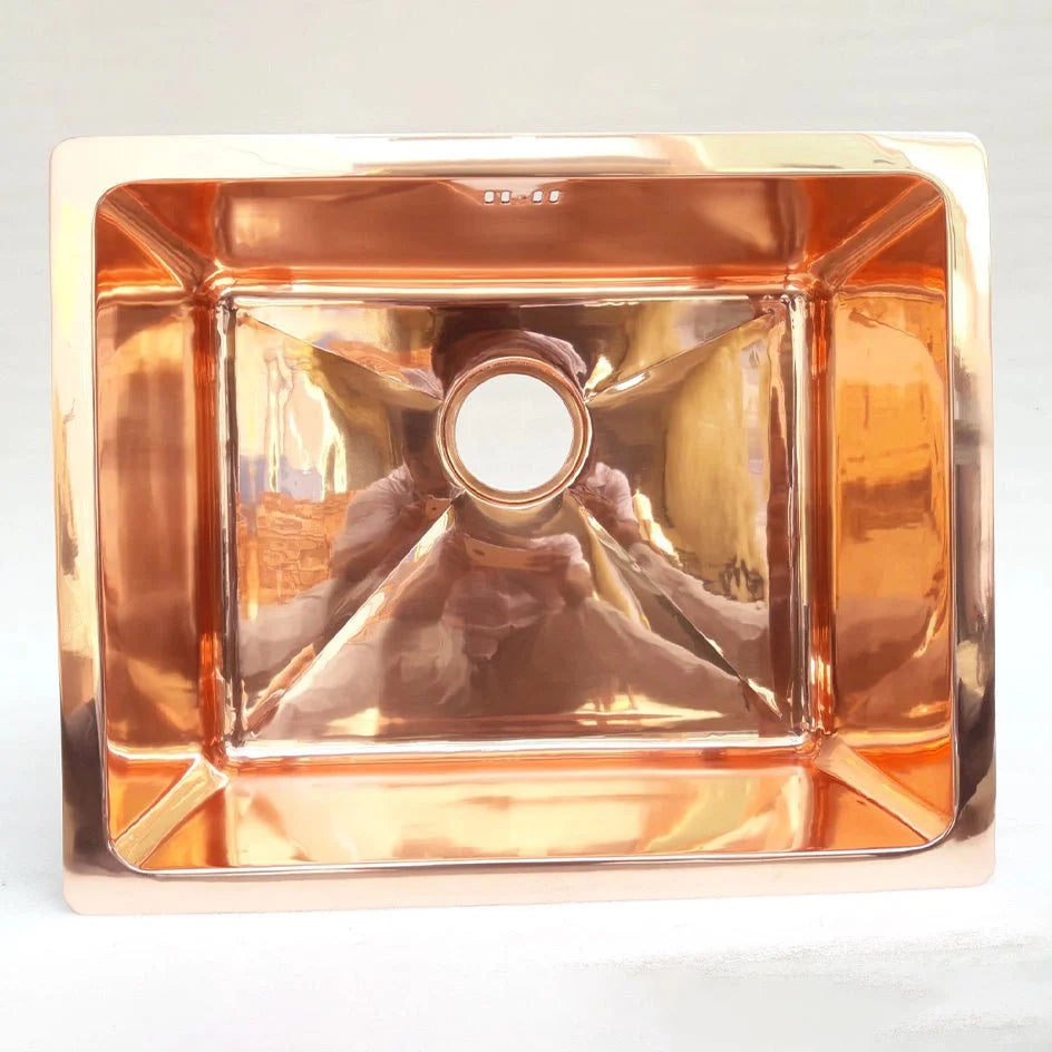 Polished Copper Single Bowl Drop-In Sink – Modern Kitchen Elegance