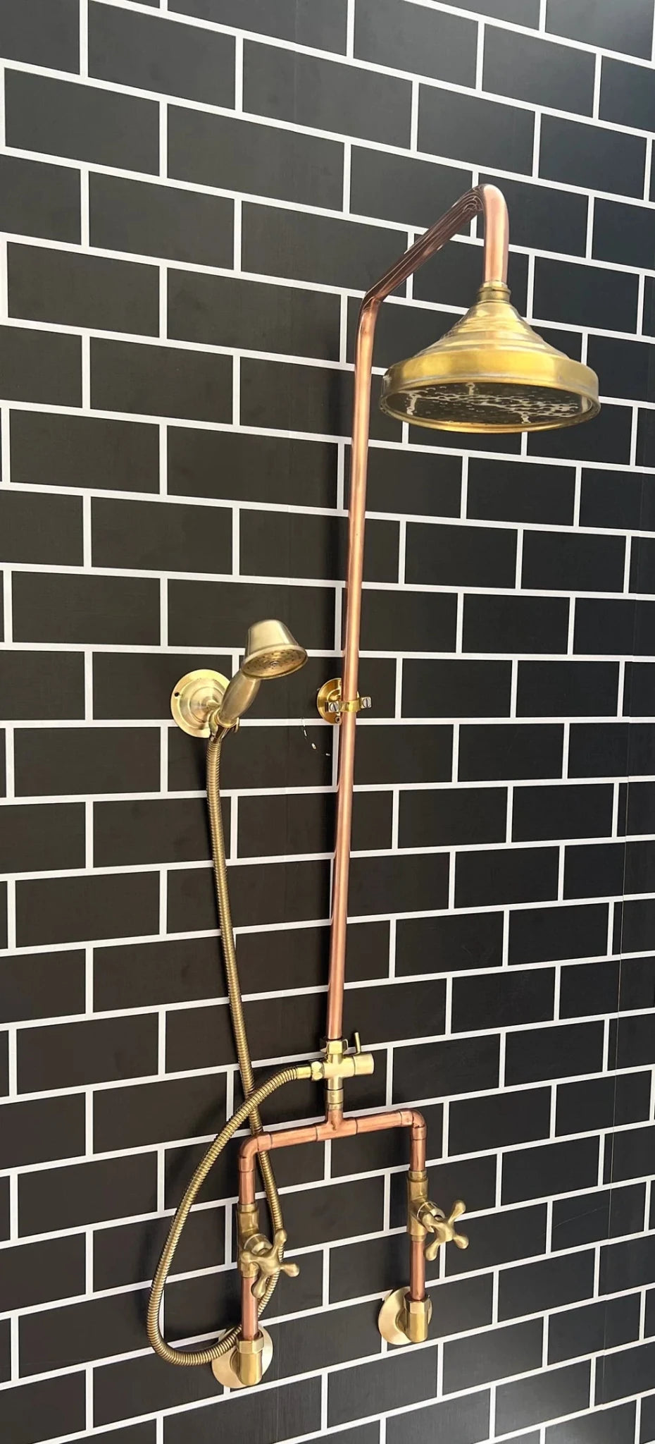 Copper Outdoor Shower ,Exposed Wall Mounted Copper Shower System ,Industrial design Shower - Brasska
