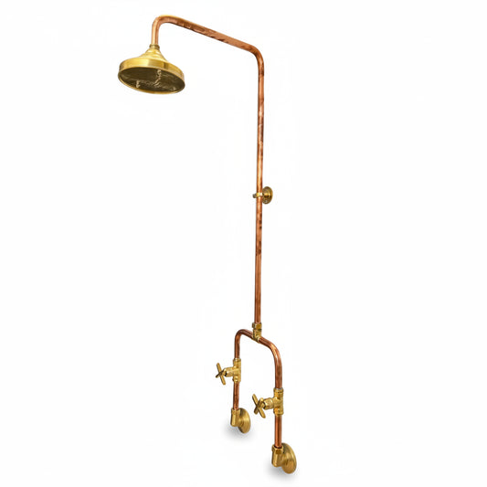 Copper Outdoor Shower ,Exposed Wall Mounted Copper Shower System ,Industrial design Shower - Brasska