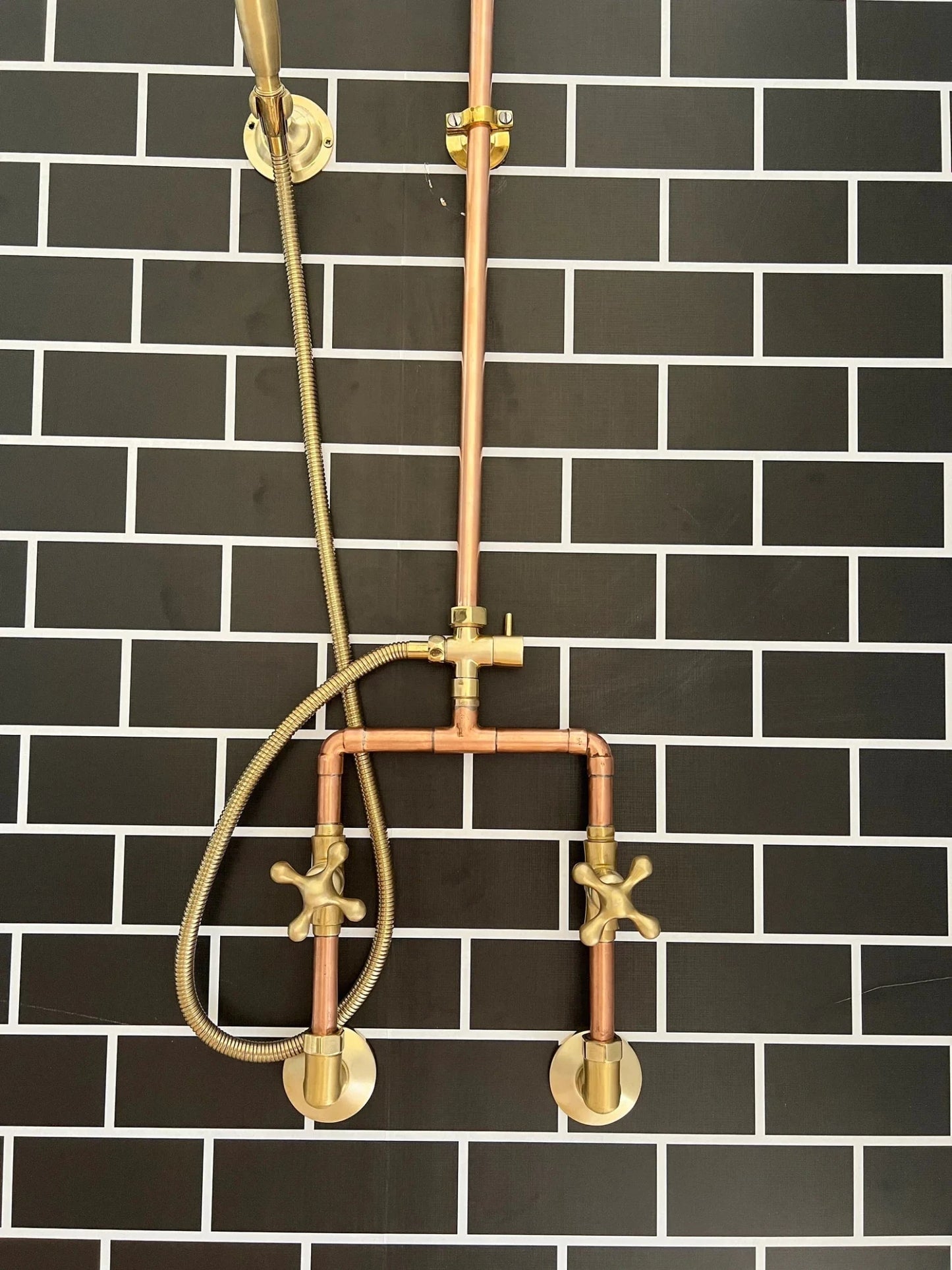 Copper Outdoor Shower ,Exposed Wall Mounted Copper Shower System ,Industrial design Shower - Brasska