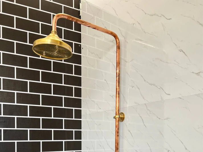 Copper Outdoor Shower ,Exposed Wall Mounted Copper Shower System ,Industrial design Shower - Brasska