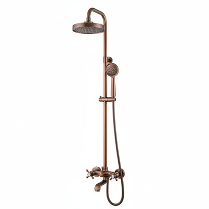 Copper Shower Mixer, 8" Round Copper Shower head and Hand Shower - Brasska