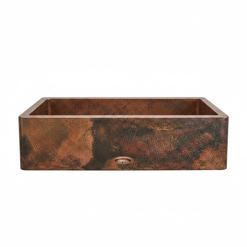 Copper Single Bowl Farmhouse Kitchen Sink-Jaxon - Brasska